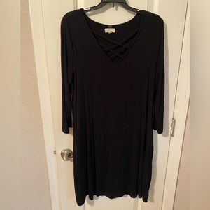 Super soft 3/4 sleeve black tunic dress - size L